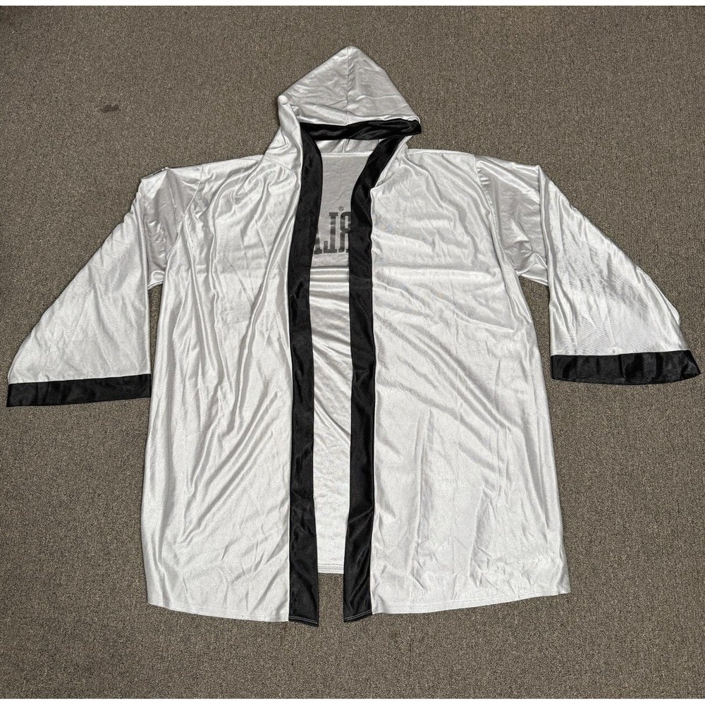 Everlast Silver Hooded Boxing Robe with Black Trim